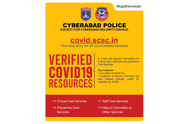Cyberabad Police & SCSC Launches COVID.SCSC.IN -a one-stop-shop portal of relevant verified information of all Covid services for Citizens of Hyderabad